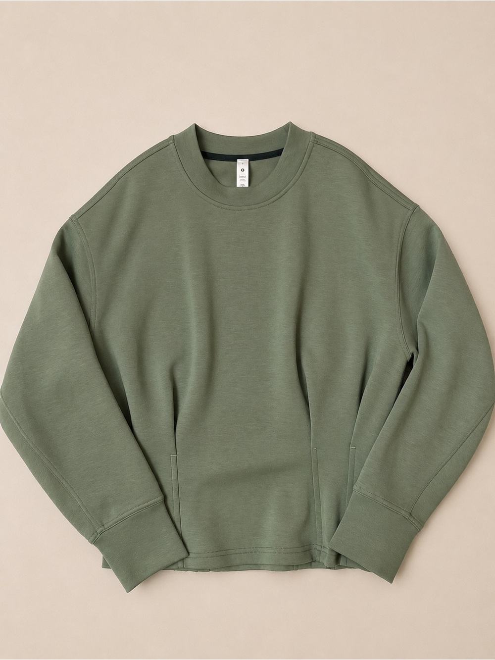 Lululemon Gathered Waist Crew Pullover Corset Sweatshirt Green Twill - Size 4